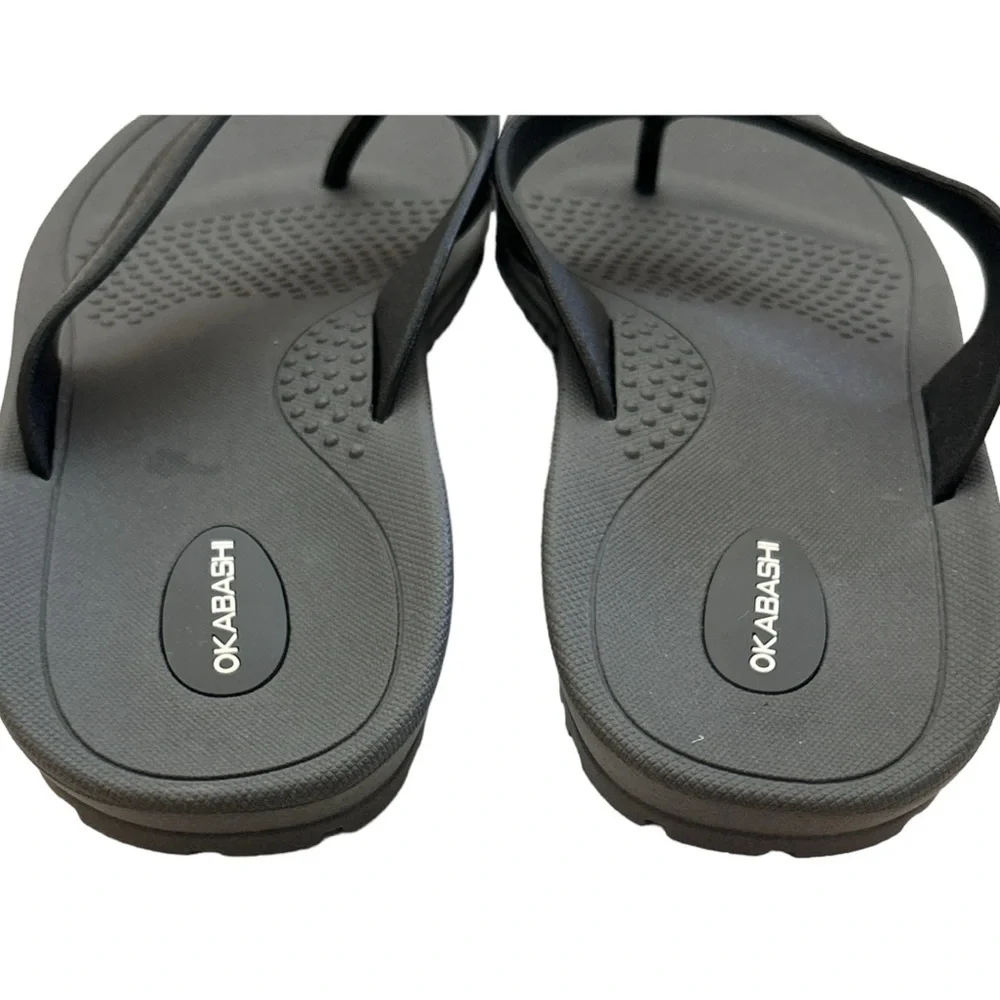 Okabashi Surf Unisex Flip Flops Black Beach Ocean Size LL (9-10)